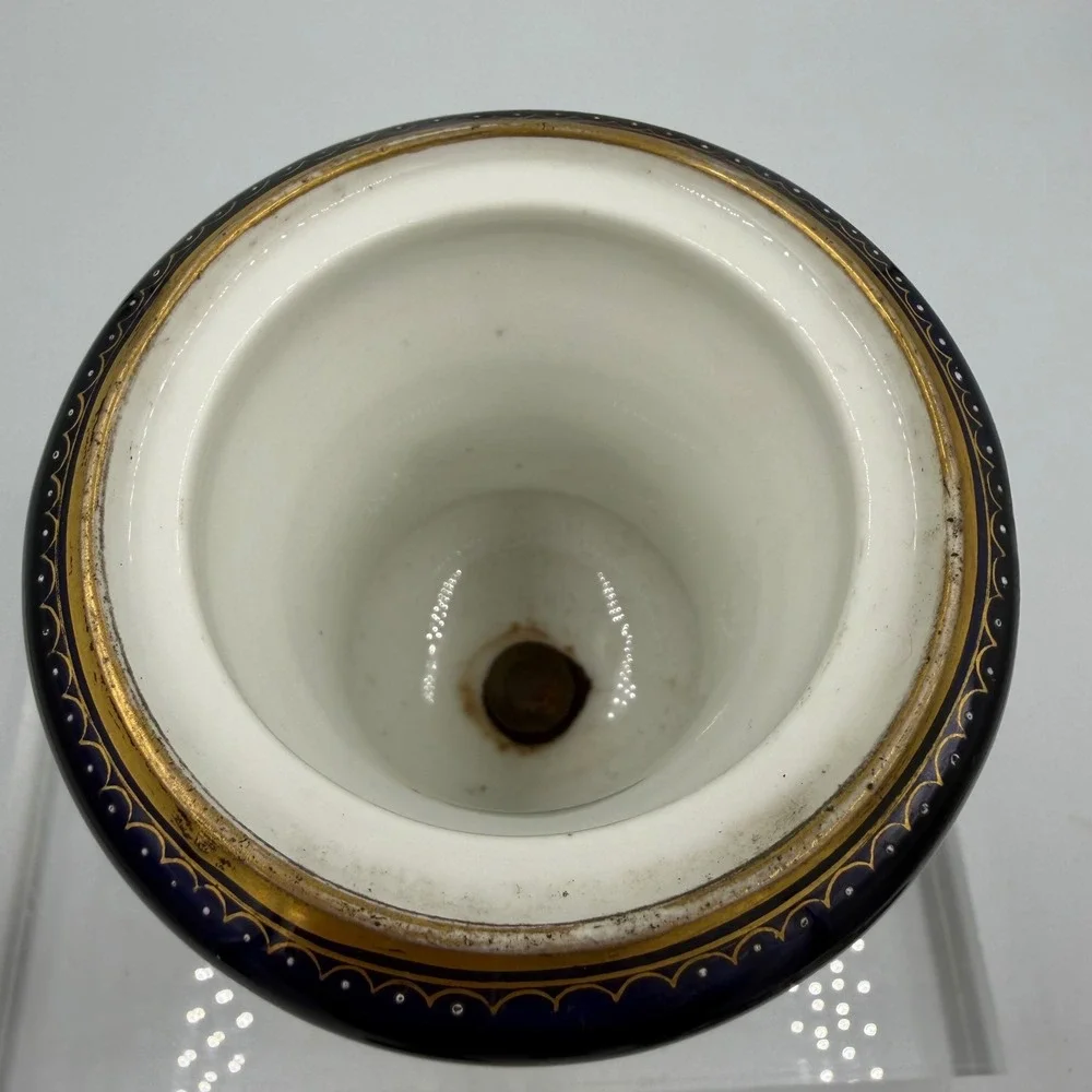 Antique Royal Vienna Cobalt Covered Urn Signed C Heer Austria Hand Painted Amor
